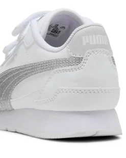 PUMA - SCARPA ST RUNNER V4 SL GLITTER PS BIANCA E ARGENTO, NUMERATA 28/35 - 401587-01