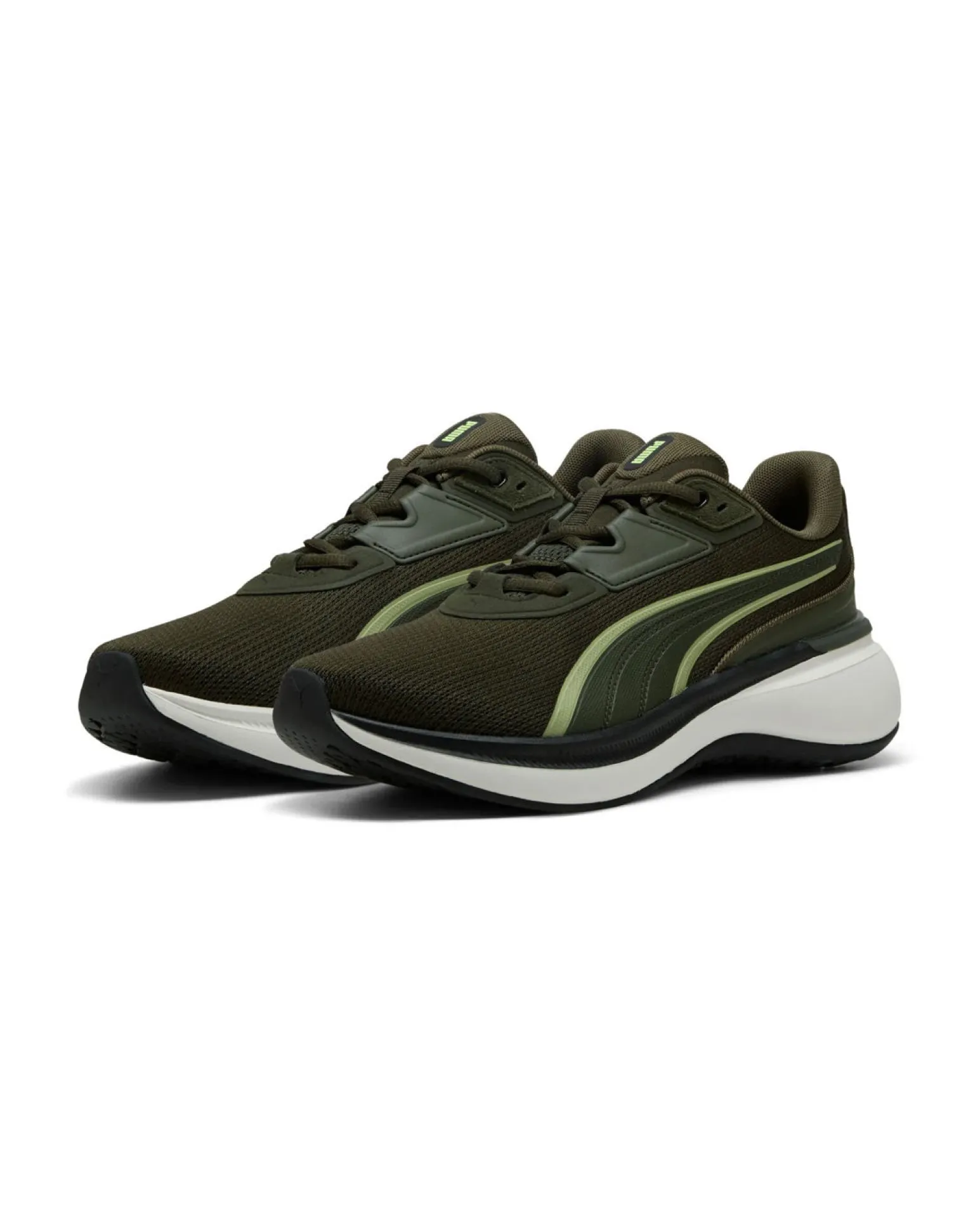 PUMA - scarpe da running verde oliva con suola bianca - SOFTRIDE EXO