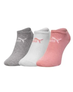 PUMA - Set 3 paia calzini da donna rosa bianchi e grigi