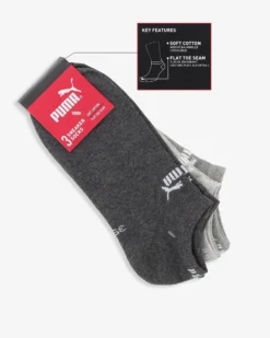 PUMA - SET 3 PAIA  FANTASMINO  GRIGIO MELANGE, GRIGIO CHIARO E GRIGIO SCURO, 701235357_004