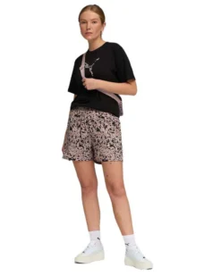 PUMA - SHORT LEOPARDATO MARRONE E NERO  ESSENTIAL GRAPHIC ANIMAL HIGH   DA DONNA, 691823-88