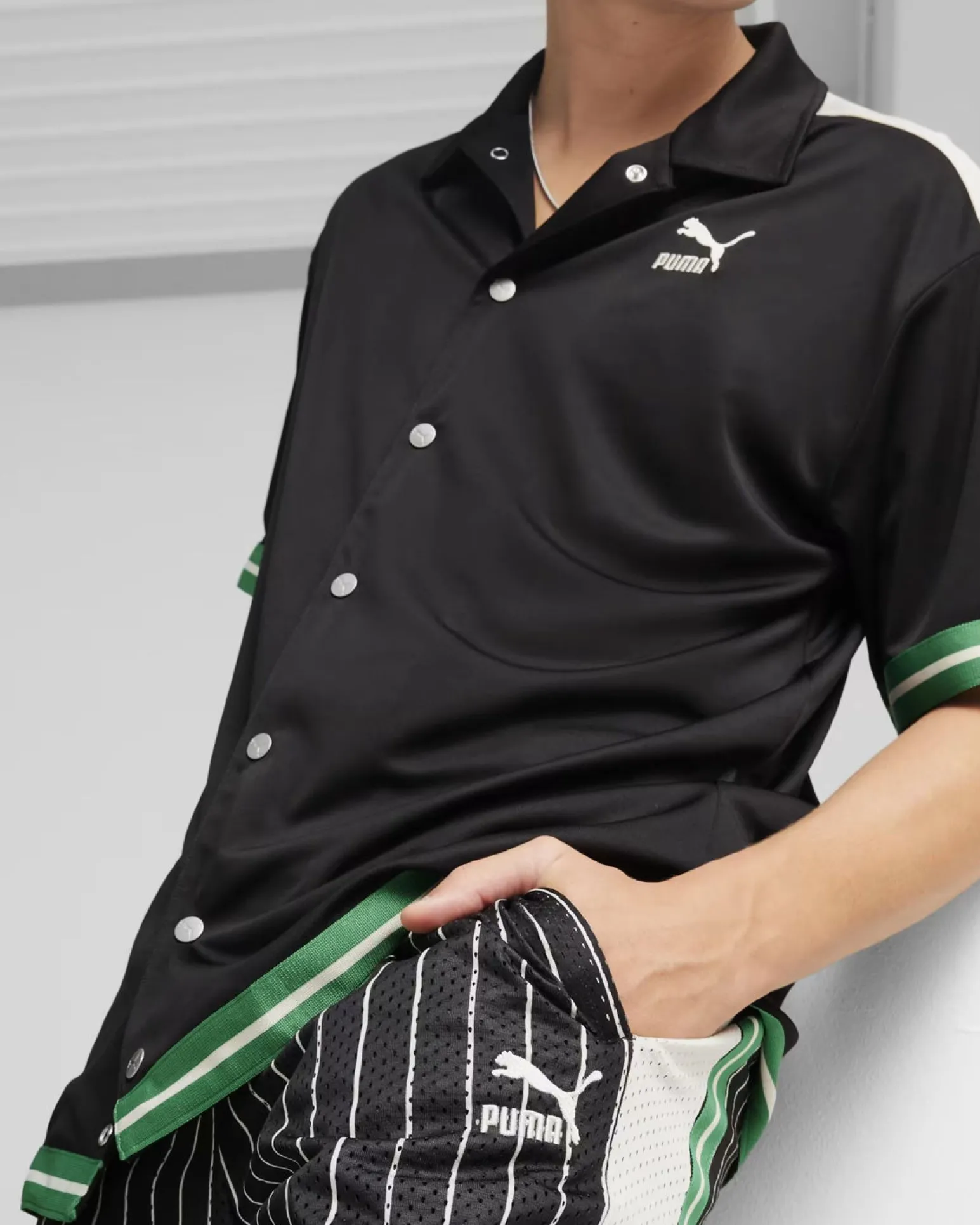 PUMA - SHORT NERO E VERDE DA UOMO T7 FANBASE