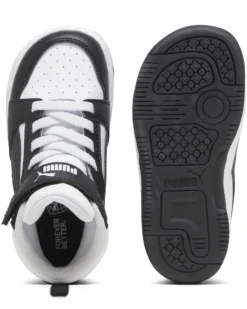 PUMA - Sneaker alta da bambino nera e bianca con strappo, numerata 20/27 - REBOUND V6 MID AC INF