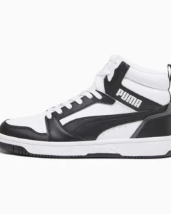 PUMA - Sneaker alta da uomo bianca e nera con lacci - REBOUND V6