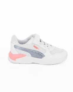 PUMA - Sneaker da bambina bianca e rosa con logo metallizzato, numerata 28/35 - X RAY SPEED LITE BLINK AC PS