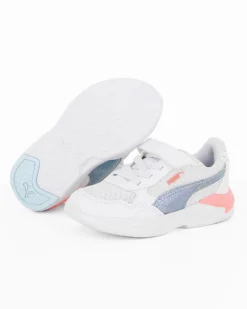 PUMA - Sneaker da bambina bianca e rosa con logo metallizzato, numerata 28/35 - X RAY SPEED LITE BLINK AC PS