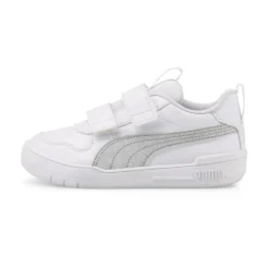 PUMA - Sneaker da bambina bianca con logo argento glitter, numerata 28/35 - MULTIFLEX GLITZ FS V PS