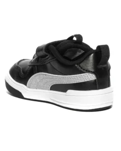 PUMA - Sneaker da bambina nera con logo argento glitter e doppio strappo, numerata 20/27 - MULTIFLEX GLITZ V INF