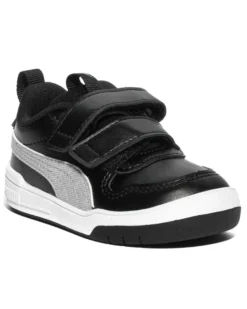 PUMA - Sneaker da bambina nera con logo argento glitter e doppio strappo, numerata 20/27 - MULTIFLEX GLITZ V INF