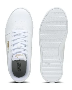 PUMA - Sneaker da donna bianca con stampa logo oro - CARINA 2.0 LOGOBSESSION