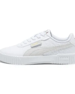 PUMA - Sneaker da donna bianca con stampa logo oro - CARINA 2.0 LOGOBSESSION