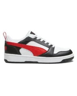 PUMA - Sneaker da uomo bianca e nera con logo rosso - REBOUND V6 LOW