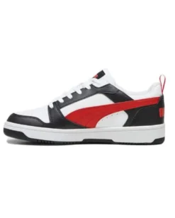 PUMA - Sneaker da uomo bianca e nera con logo rosso - REBOUND V6 LOW