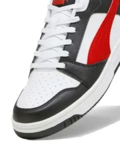 PUMA - Sneaker da uomo bianca e nera con logo rosso - REBOUND V6 LOW