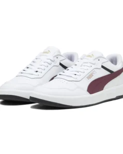 PUMA - Sneaker da uomo bianca in VERA PELLE con logo bordeaux - COURT ULTRA
