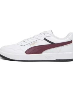 PUMA - Sneaker da uomo bianca in VERA PELLE con logo bordeaux - COURT ULTRA