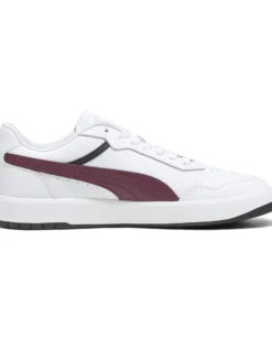 PUMA - Sneaker da uomo bianca in VERA PELLE con logo bordeaux - COURT ULTRA