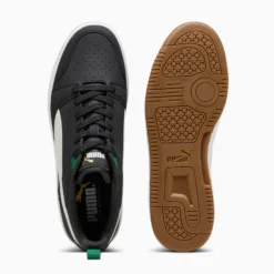 PUMA - Sneaker da uomo nera con logo panna e dettagli oro - REBOUND V6 LOW 75 YEARS