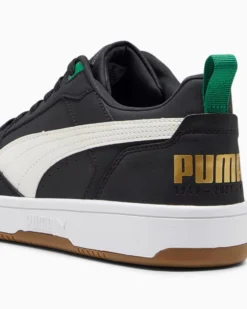 PUMA - Sneaker da uomo nera con logo panna e dettagli oro - REBOUND V6 LOW 75 YEARS