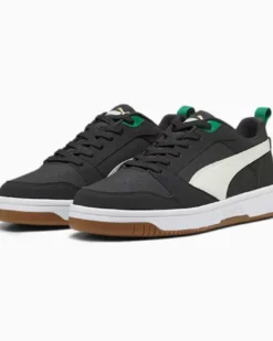 PUMA - Sneaker da uomo nera con logo panna e dettagli oro - REBOUND V6 LOW 75 YEARS