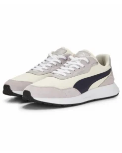 PUMA - Sneaker da uomo panna e grigia in mesh traspirante con logo blu e soletta in memory foam - RUNTAMED