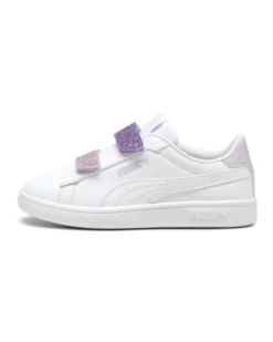 PUMA - SNEAKER JUNIOR SMASH 3.0  BIANCA E LILLA CON GLITTER, NUMERATA 28/35 - 395609-06