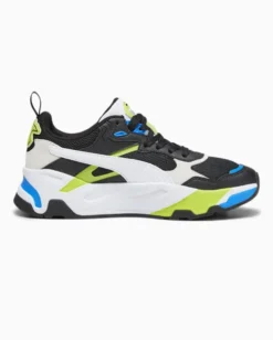 PUMA - Sneaker nera e bianca con dettagli verde lime e blu, numerata 36/39 - TRINITY JR