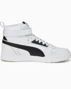 PUMA - Sneakers alta da uomo in VERA PELLE bianca e nera con dettagli oro - RBD GAME