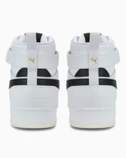 PUMA - Sneakers alta da uomo in VERA PELLE bianca e nera con dettagli oro - RBD GAME