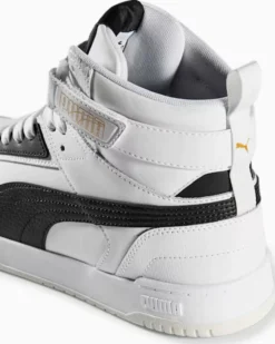 PUMA - Sneakers alta da uomo in VERA PELLE bianca e nera con dettagli oro - RBD GAME