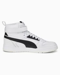 PUMA - Sneakers alta da uomo in VERA PELLE bianca e nera con dettagli oro - RBD GAME