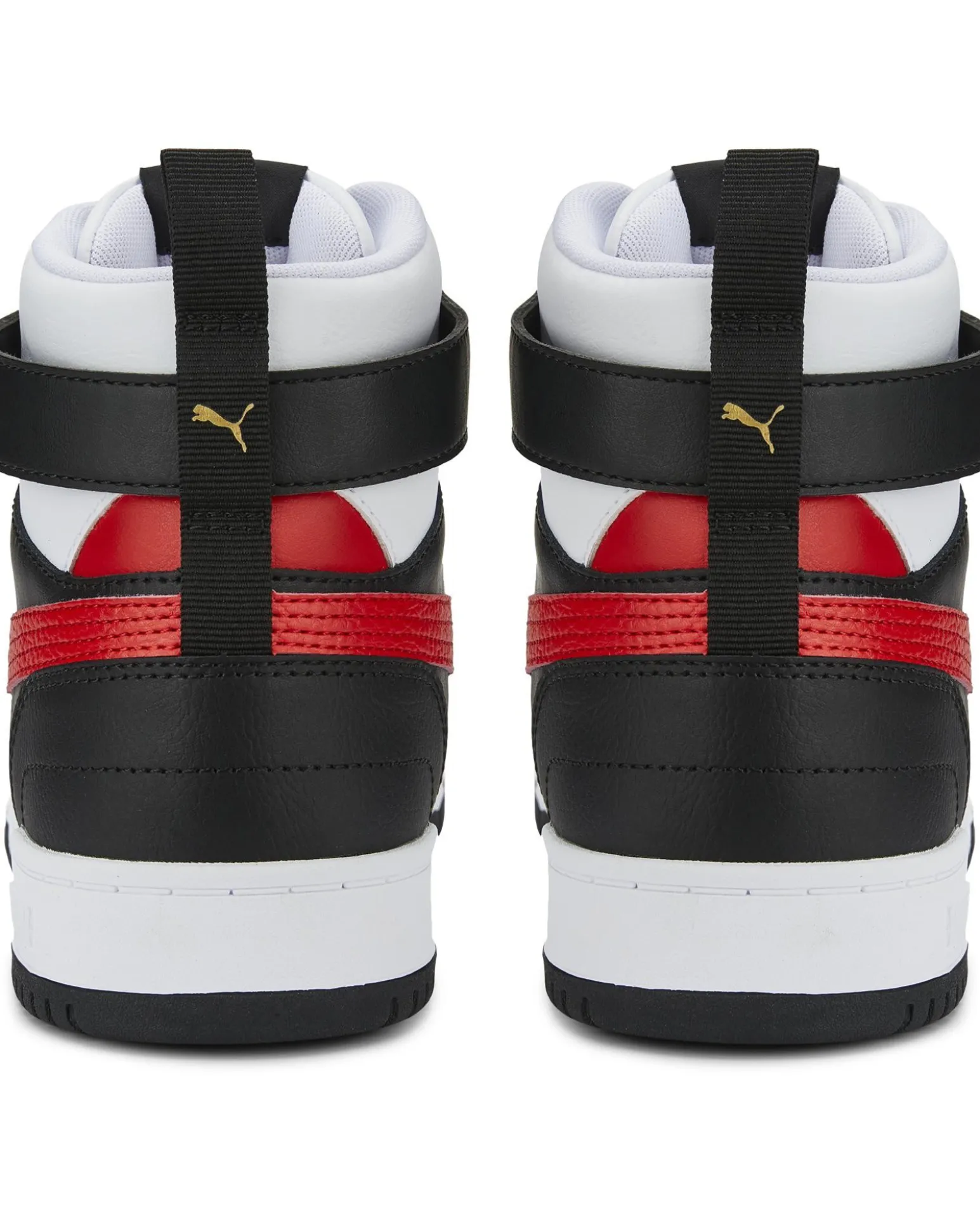 PUMA - Sneakers alta da uomo in VERA PELLE bianca e nera con dettagli rossi - RBD GAME