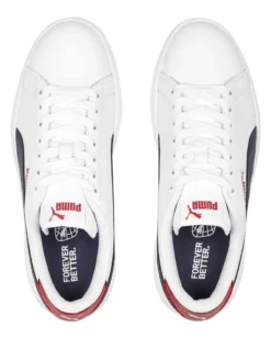 PUMA - Sneakers bianca e blu in VERA PELLE con dettagli rossi, numerata 36/39 - SMASH V2 L JR