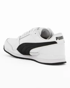 PUMA - Sneakers bianca e nera in VERA PELLE con soletta in memory foam, numerata 36/39 - ST RUNNER V3 L JR