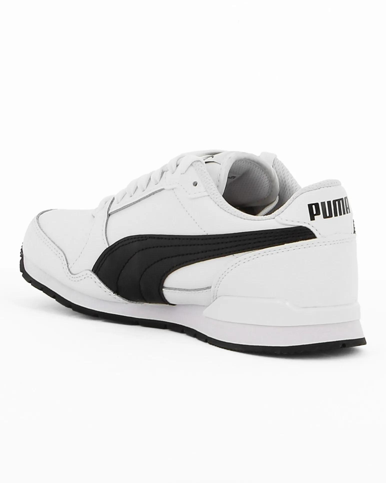 PUMA - Sneakers bianca e nera in VERA PELLE con soletta in memory foam, numerata 36/39 - ST RUNNER V3 L JR