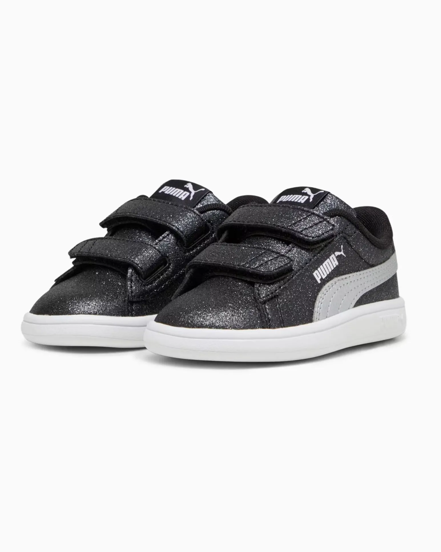 PUMA - SNEAKERS BIMBA NERE GLITTERATE E GRIGIE SMASH 3.0 GLITZ PS DAL 28 AL 35, 394686-03