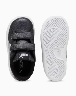 PUMA - SNEAKERS BIMBA NERE GLITTERATE E GRIGIE SMASH 3.0 GLITZ PS DAL 28 AL 35, 394686-03