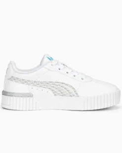 PUMA - Sneakers da bambina bianca con logo argento metallizzato, numerata 28/35 - CARINA 2.0 MERMAID PS