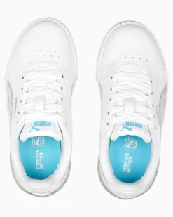 PUMA - Sneakers da bambina bianca con logo argento metallizzato, numerata 28/35 - CARINA 2.0 MERMAID PS