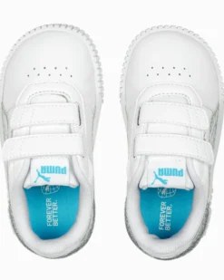 PUMA - Sneakers da bambina bianca e argento con dettagli metallizzati, numerata 20/27 - CARINA 2.0 MERMAID V INF