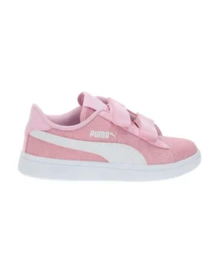 PUMA - Sneakers da bambina rosa glitter e bianca con strappo e  soletta in memory foam, numerata 28/35 - SMASH V2 GLITZ GLAMV PS