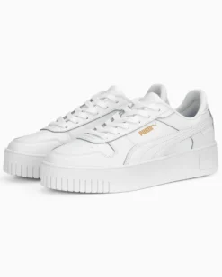 PUMA - Sneakers da donna in VERA PELLE bianca con dettagli oro - CARINA STREET