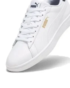 PUMA - Sneakers da uomo bianca in VERA PELLE con dettaglio posteriore blu - SMASH 3.0 L