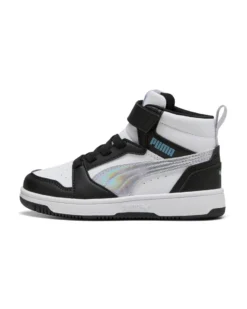 PUMA - SNEAKERS JUNIOR NERA, BIANCA E GRIGIA REBOUND V6 MID SPACE BELLE DAL 28 AL 35, 402770-02
