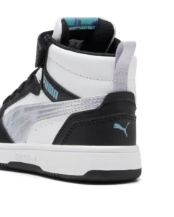 PUMA - SNEAKERS JUNIOR NERA, BIANCA E GRIGIA REBOUND V6 MID SPACE BELLE DAL 28 AL 35, 402770-02