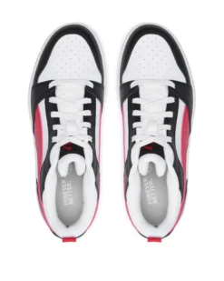 PUMA - SNEAKERS JUNIOR REBOUND V6 LO GS BIANCHE CON DETTAGLI NERI E ROSSI DAL 36 AL 39, 393833-04