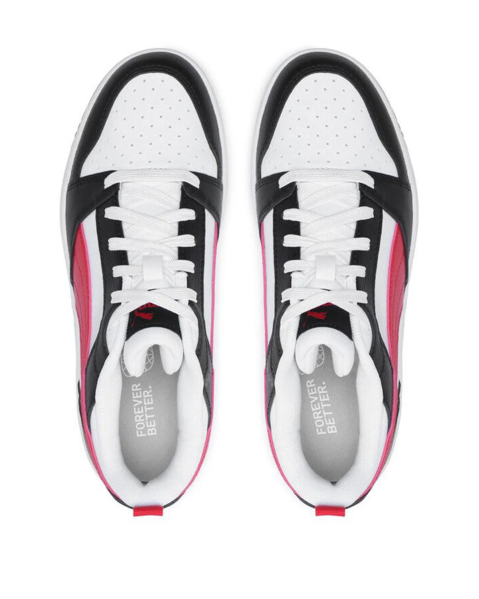 PUMA - SNEAKERS JUNIOR REBOUND V6 LO GS BIANCHE CON DETTAGLI NERI E ROSSI DAL 36 AL 39, 393833-04