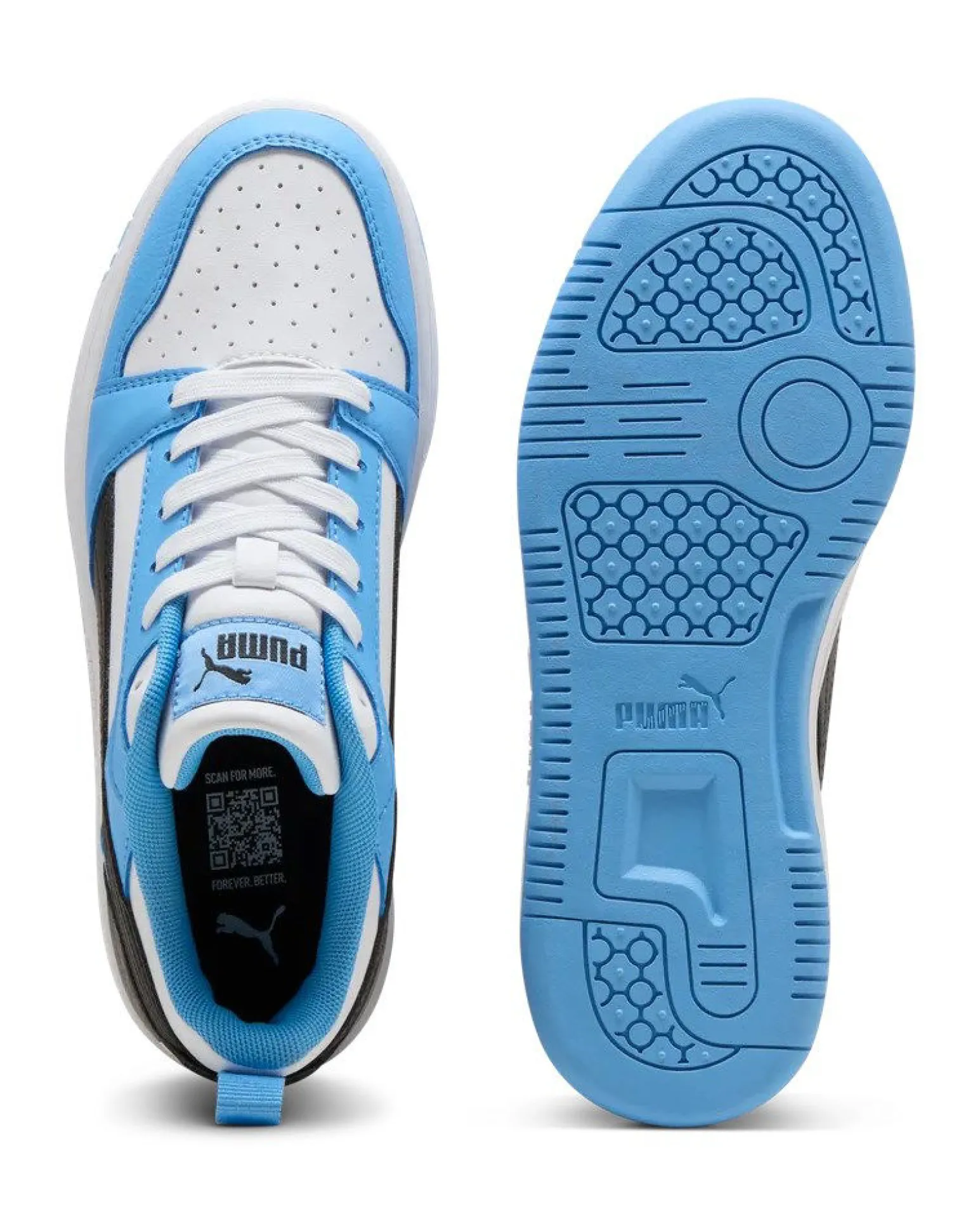 PUMA - SNEAKERS JUNIOR REBOUND V6 LO GS CELESTI CON DETTAGLI NERI E BIANCHI DAL 36 AL 39, 393833-34