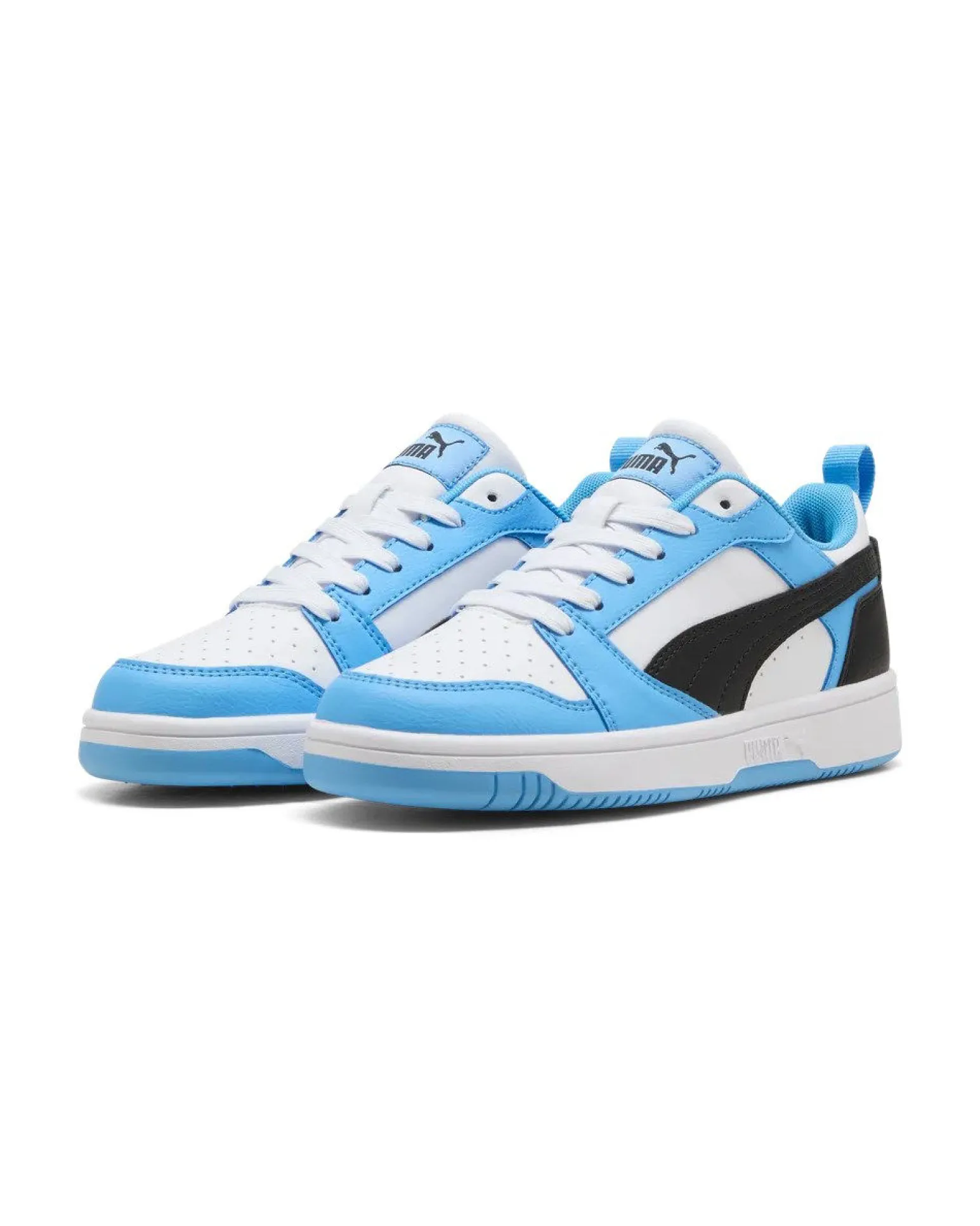 PUMA - SNEAKERS JUNIOR REBOUND V6 LO GS CELESTI CON DETTAGLI NERI E BIANCHI DAL 36 AL 39, 393833-34