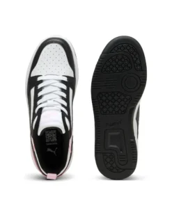 PUMA - SNEAKERS JUNIOR REBOUND V6 LO GS BIANCHE CON DETTAGLI ROSA  E NERI DAL 36 AL 39, 393833-37